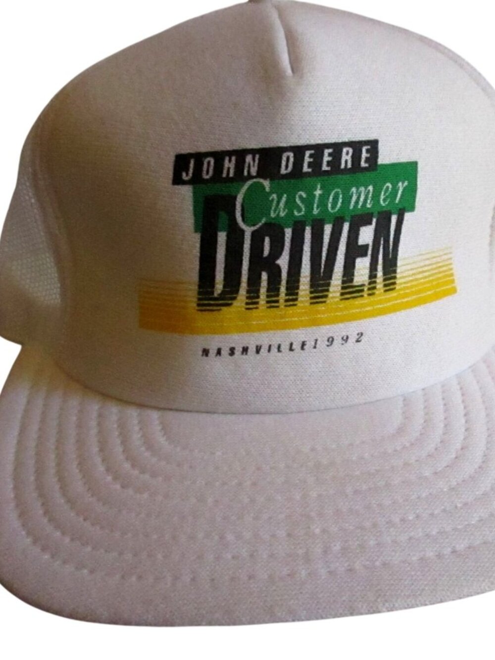 Vintage Men's Trucker Cap John Deere Nashville 1992 NWOT SCreen Stars White USA